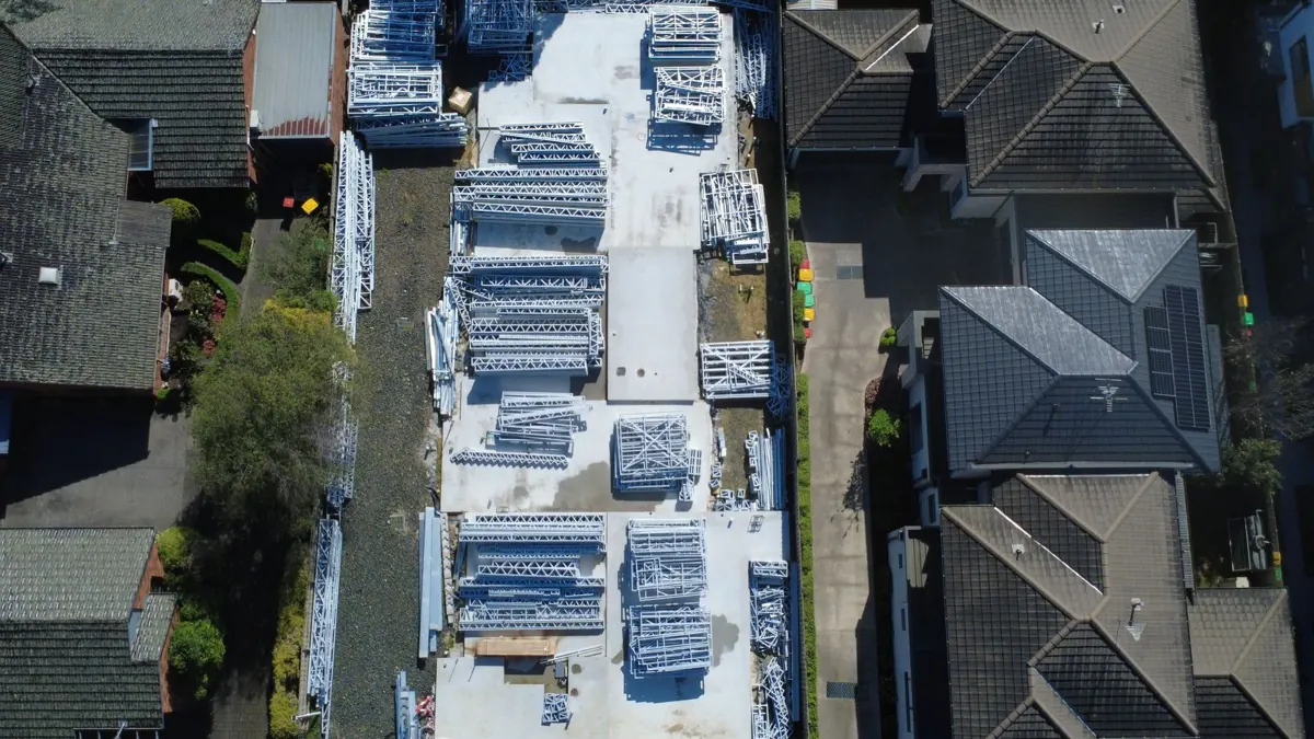 Frame packs arranged on the Doncaster East slab